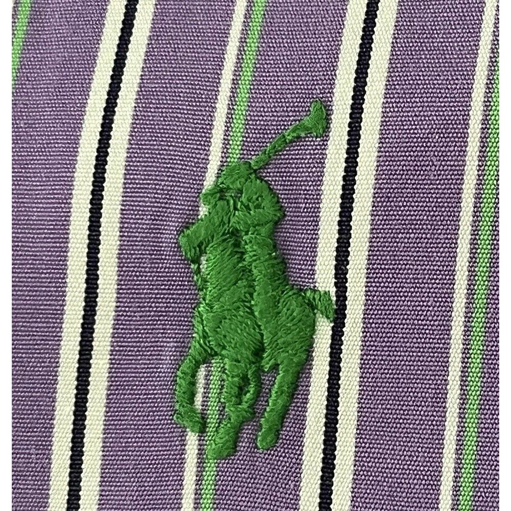 Ralph Lauren Polo Green Pony Purple Striped Button Down Shirt Long Sleeve Large